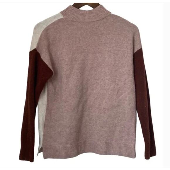 Madewell Wool Redmond Mockneck Pocket Sweater in Colorblock Sz XS - Picture 4 of 4